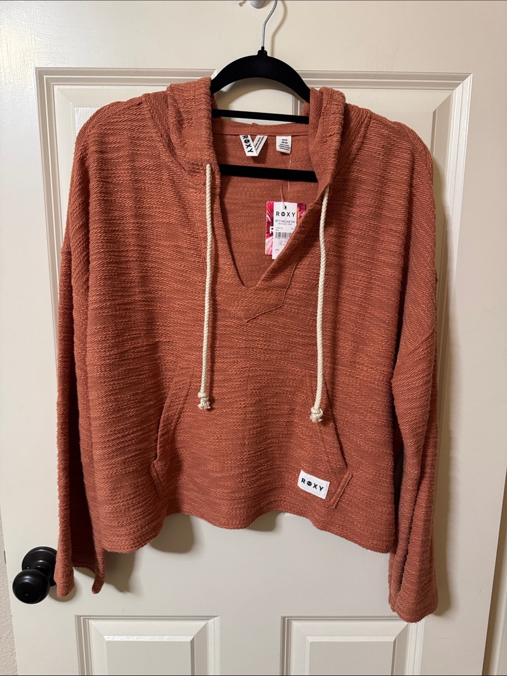 Roxy Rust Knit Hooded Pullover Sweater